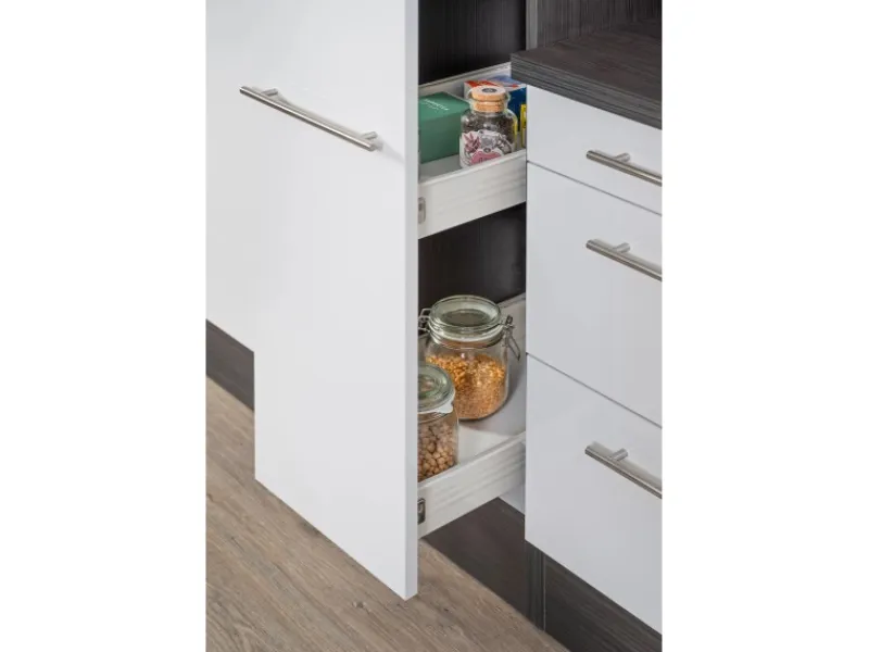 Best Respekta Premium Winkelküche RP290EGC 290 x 200 cm Grau Hochglanz-Eiche Grau