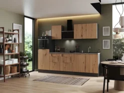Clearance Respekta Selection Küchenzeile Elisabeth RS280HGAH 280 cm Artisan Eiche Nb.-Grau