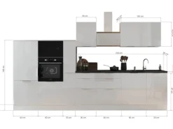 Respekta Selection Küchenzeile Elisabeth RS370HGWH 370 cm Weiß-Grau< Kühlschränke