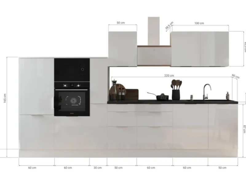 Respekta Selection Küchenzeile Elisabeth RS370HGWH 370 cm Weiß-Grau< Kühlschränke