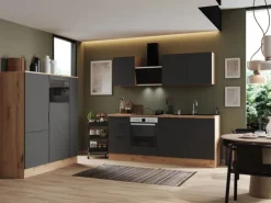 Respekta Selection Küchenzeile Elisabeth RS370AGH 370 cm Grau-Artisan Eiche Nb.< Kühlschränke