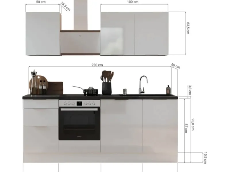 Respekta Selection Küchenzeile Elisabeth RS220WWH 220 cm Weiß< Winkelküchen