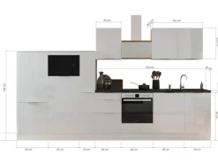 Respekta Selection Küchenzeile Elisabeth RS370WWH 370 cm Weiß< Gefrierschränke|Herde