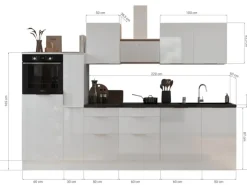 Clearance Respekta Selection Küchenzeile Elisabeth RS310HGGH 310 cm Grau