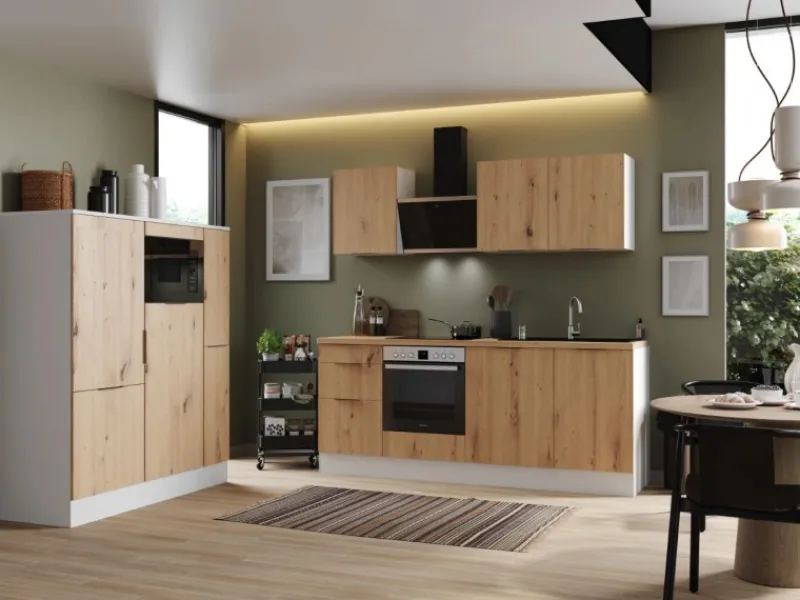 Outlet Respekta Selection Küchenzeile Elisabeth RS370WAH 370 cm Artisan Eiche Nb.-Weiß