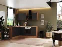 Respekta Winkelküchen<Selection Winkelküche Elisabeth RSL220AGH 220 cm Grau-Artisan Eiche Nb.