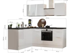 Respekta Winkelküchen<Selection Winkelküche Elisabeth RSL220AGH 220 cm Grau-Artisan Eiche Nb.