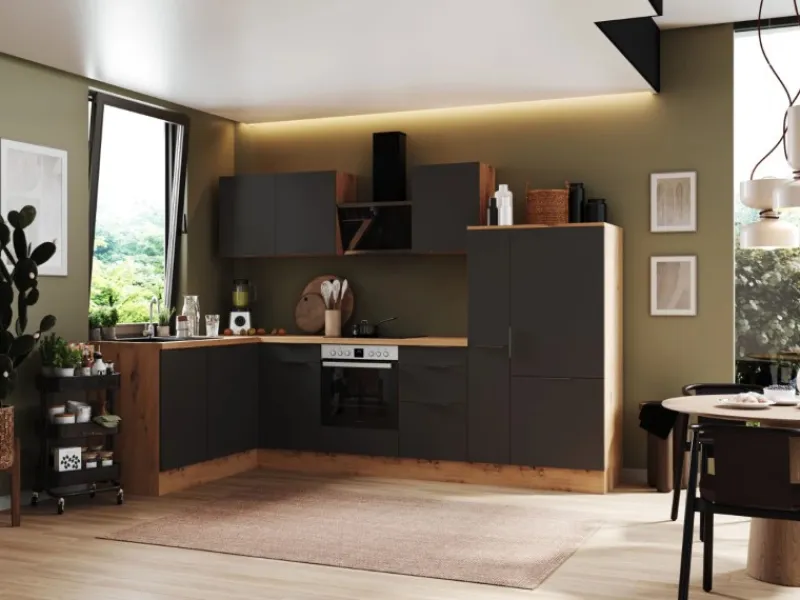 Respekta Selection Winkelküche Elisabeth RSL310AGH 310 cm Grau-Artisan Eiche Nb.< Winkelküchen