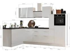 Respekta Kühlschränke<Selection Winkelküche Elisabeth RSL310HGWH 310 cm Weiß-Grau