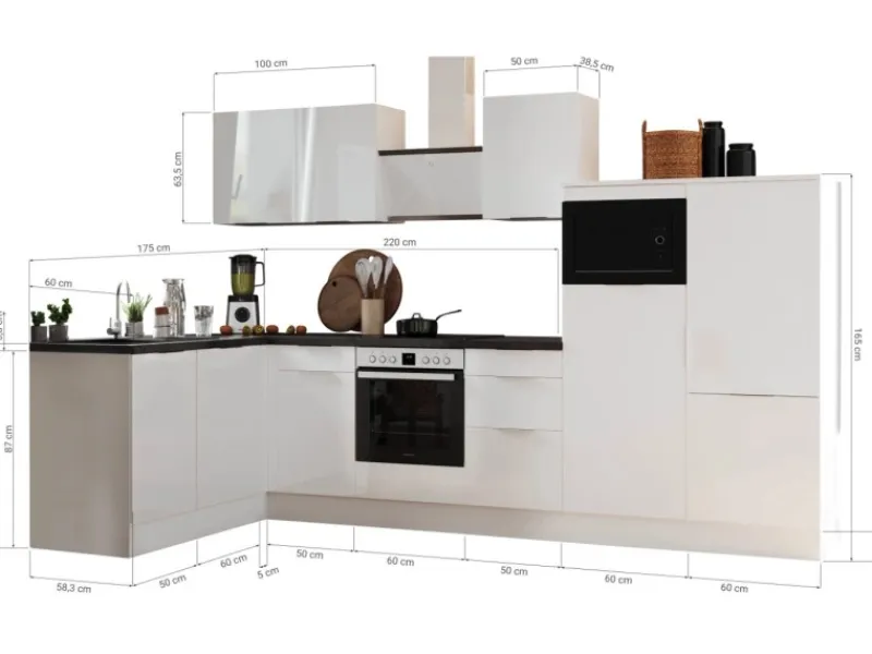Discount Respekta Selection Winkelküche Elisabeth RSL340WWH 340 cm Weiß