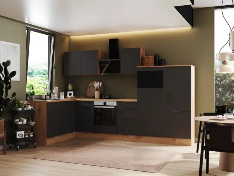 Respekta Winkelküchen<Selection Winkelküche Elisabeth RSL340AGH 340 cm Grau-Artisan Eiche Nb.