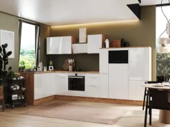 Respekta Kücheninseln|Winkelküchen<Selection Winkelküche Elisabeth RSL370AWH 370 cm Weiß-Artisan Eiche Nb.