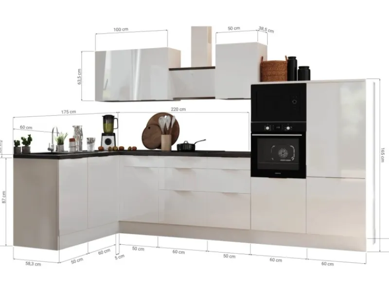 Respekta Selection Winkelküche Elisabeth RSL340HGAH 340 cm Artisan Eiche Nb-Grau< Kühlschränke|Winkelküchen