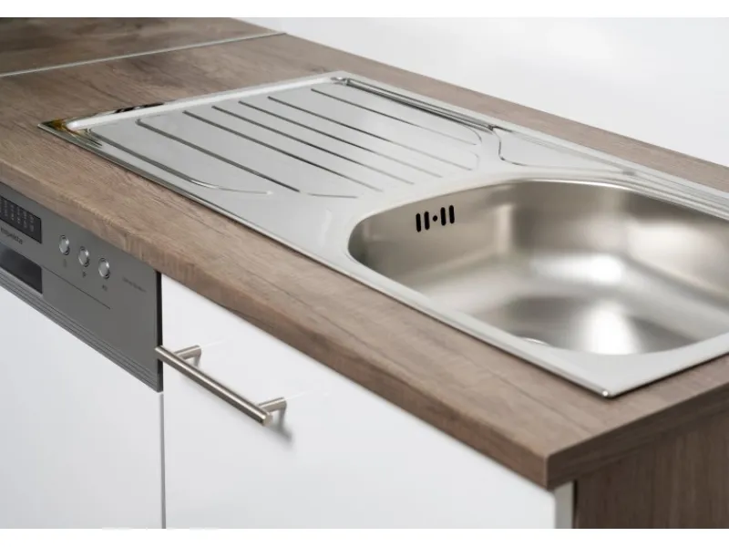 Discount Respekta Winkelküche 340 cm Grau Seidenglanz-Eiche York Nachbildung