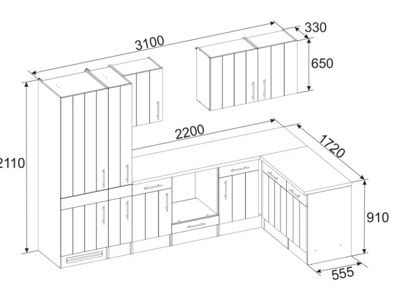 Respekta Premium Respekta Winkelküche Anton 310 cm Landhaus Lärche Weiß Nachbildung< Winkelküchen|Kühlschränke