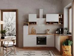 Respekta Winkelküche BEKBL250EWC 250 x 172 cm Weiß-Wildeiche Nachbildung< Winkelküchen|Einbauküchen