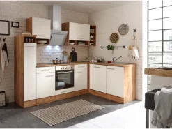 Respekta Winkelküche BEKBL250EWC 250 x 172 cm Weiß-Wildeiche Nachbildung< Winkelküchen|Einbauküchen