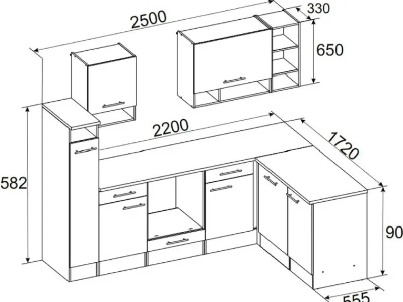 Respekta Winkelküche BEKBL250EWC 250 x 172 cm Weiß-Wildeiche Nachbildung< Winkelküchen|Einbauküchen