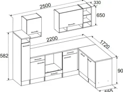 Respekta Winkelküche BEKBL250EGC 250 x 172 cm Grau-Wildeiche Nachbildung< Winkelküchen|Einbauküchen