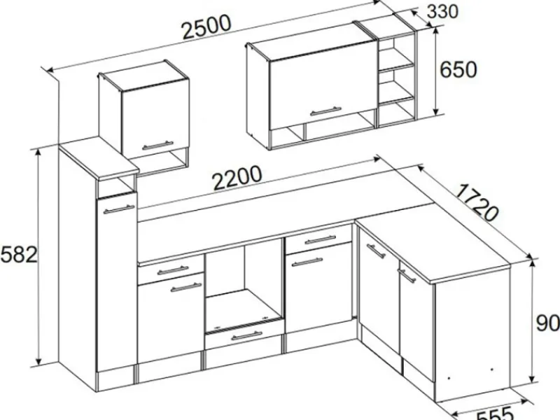 Respekta Winkelküche BEKBL250EGC 250 x 172 cm Grau-Wildeiche Nachbildung< Winkelküchen|Einbauküchen