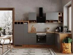 Online Respekta Winkelküche BEKBL310EGC 310 x 172 cm Grau-Wildeiche Nachbildung