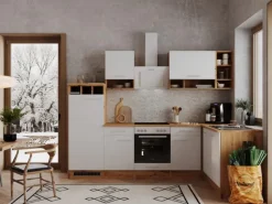 Respekta Winkelküche BEKBL280EWC 280 x 172 cm Weiß-Wildeiche Nachbildung< Winkelküchen