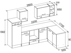 Respekta Winkelküche BEKBL280EWC 280 x 172 cm Weiß-Wildeiche Nachbildung< Winkelküchen