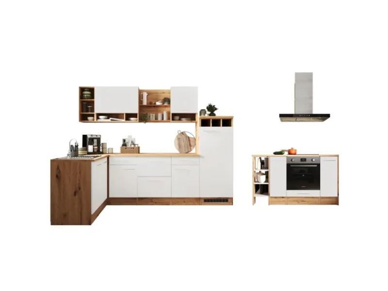 Respekta Inselhauben|Kücheninseln<Winkelküche Hilde 280 x 172 cm Weiß