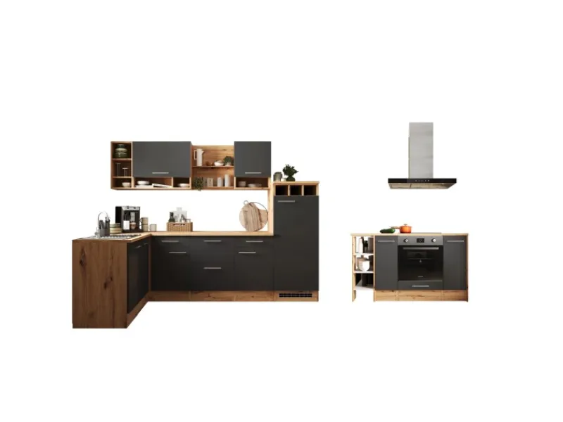 Outlet Respekta Winkelküche Hilde 280 x 172 cm Grau