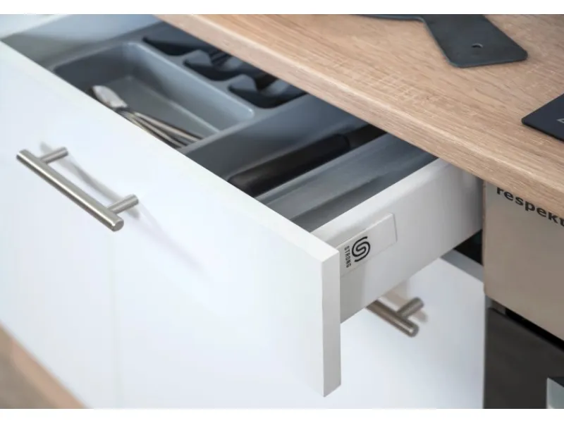 New Respekta Winkelküche KBL310ESWSC 310 cm Sonoma Eiche Sägerau Nachbildung Weiß
