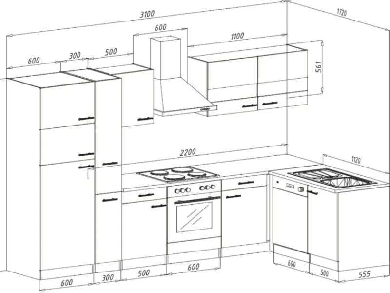 New Respekta Winkelküche KBL310ESWSC 310 cm Sonoma Eiche Sägerau Nachbildung Weiß