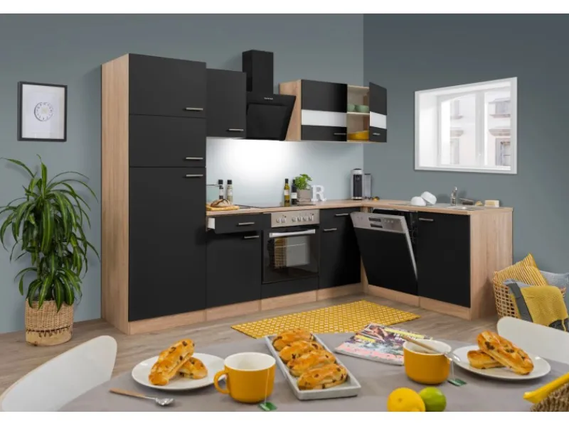 Respekta Winkelküche KBL280ESWSC 280 cm -Eiche Sonoma Sägerau Nachbildung< Winkelküchen|Einbauküchen