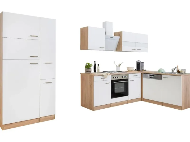 Respekta Winkelküchen|Kühlschränke<Winkelküche KBL310ESWS 310 cm -Eiche Sonoma Sägerau Nachbildung