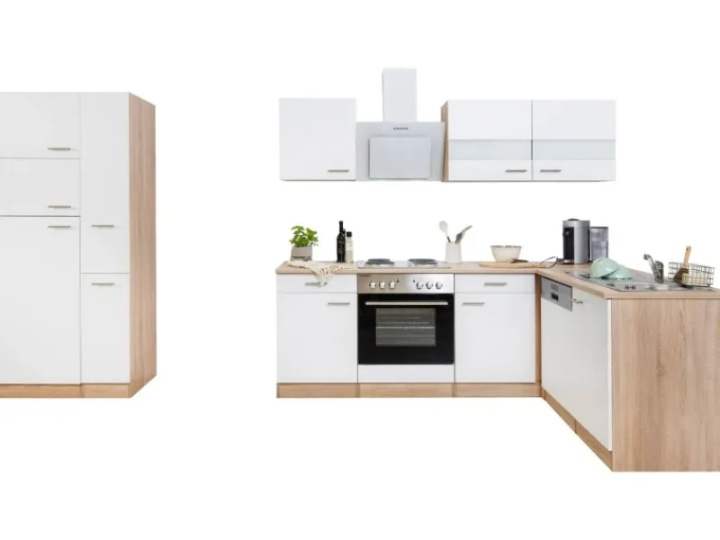 Respekta Winkelküchen|Kühlschränke<Winkelküche KBL310ESWS 310 cm -Eiche Sonoma Sägerau Nachbildung