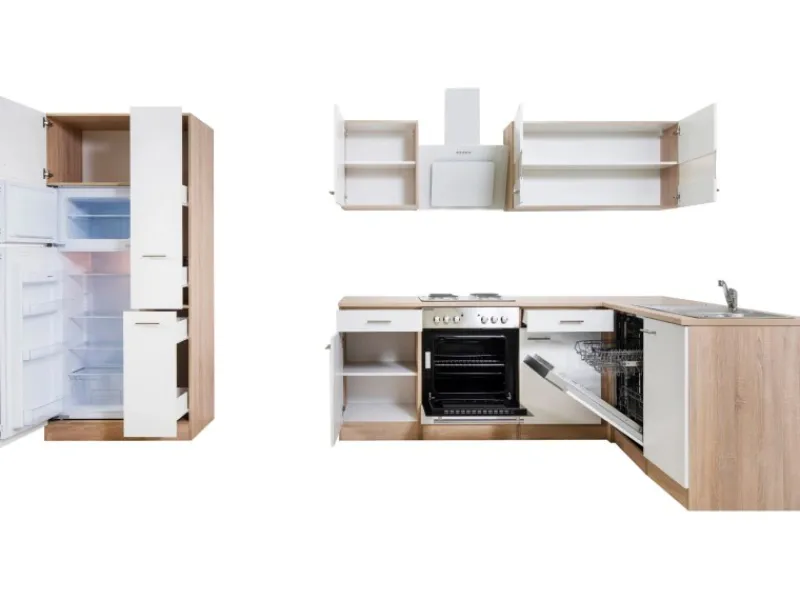 Respekta Winkelküchen|Kühlschränke<Winkelküche KBL310ESWS 310 cm -Eiche Sonoma Sägerau Nachbildung