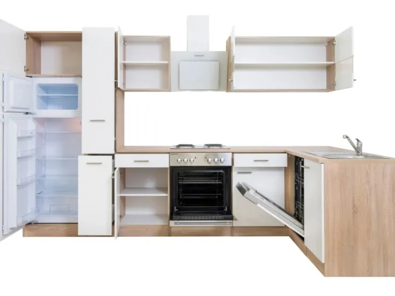 Respekta Winkelküchen|Kühlschränke<Winkelküche KBL310ESWS 310 cm -Eiche Sonoma Sägerau Nachbildung
