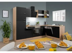 Respekta Winkelküche KBL280ESSS 280 cm -Eiche Sonoma Sägerau Nachbildung< Winkelküchen|Herde