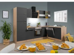 Sale Respekta Winkelküche KBL280ESGSC 280 cm -Eiche Sonoma Sägerau Nachbildung Grau