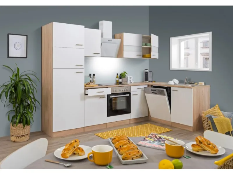 Respekta Winkelküchen|Kochfelder<Winkelküche KBL280ESWSC 280 cm -Eiche Sonoma Sägerau Nachbildung