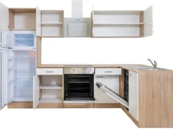 Respekta Winkelküchen|Kochfelder<Winkelküche KBL280ESWSC 280 cm -Eiche Sonoma Sägerau Nachbildung