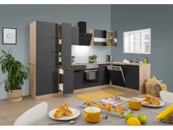 Respekta Winkelküchen|Kühlschränke<Winkelküche KBL310ESGSC 310 cm Eiche Sonoma Nachbildung