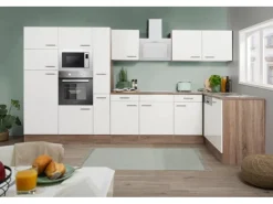Respekta Winkelküchen|Einbauküchen<Winkelküche KBL370EYWMISGKE 370 cm Weiß Eiche York Nachbildung