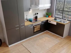 Respekta Winkelküche KBL310WGCGKEG 310 x 172 cm Grau-Weiß-Butcher Nussbaum< Winkelküchen