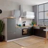Clearance Respekta Winkelküche KBL280WGCG 280 x 172 cm Grau-Weiß-Butcher Nussbaum