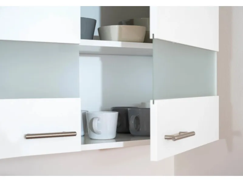 Hot Respekta Winkelküche KBL280WWCGKEG 280 x 172 cm Weiß-Butcher Nussbaum