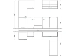 Hot Respekta Winkelküche KBL280WWCGKEG 280 x 172 cm Weiß-Butcher Nussbaum