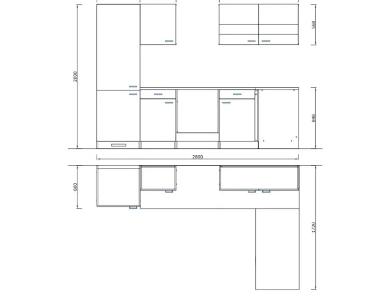 Hot Respekta Winkelküche KBL280WWCGKEG 280 x 172 cm Weiß-Butcher Nussbaum