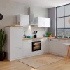 Respekta Winkelküche KBL280WWCG 280 x 172 cm Weiß-Butcher Nussbaum< Winkelküchen|Herde