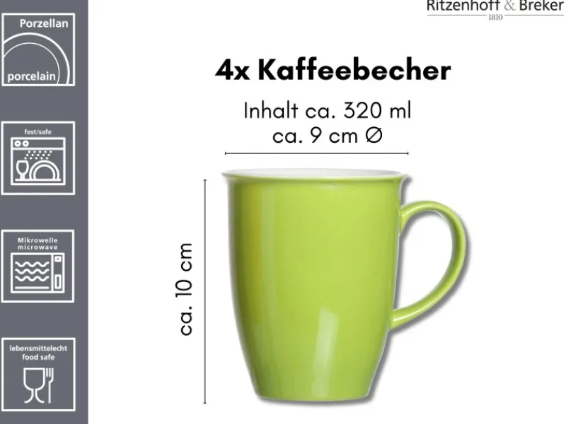 Ritzenhoff & Breker Geschirr<Doppio Kaffeebecher 320 ml 4er Set
