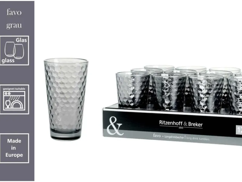 Best Ritzenhoff & Breker Favo Longdrinkgläser 400 ml 6er Set Grau